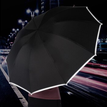 Auto Open Close Umbrella Light-emitting LED Reverse Ten-bones Three-folding Automatic Business Vinyl Umbrella With Light 1