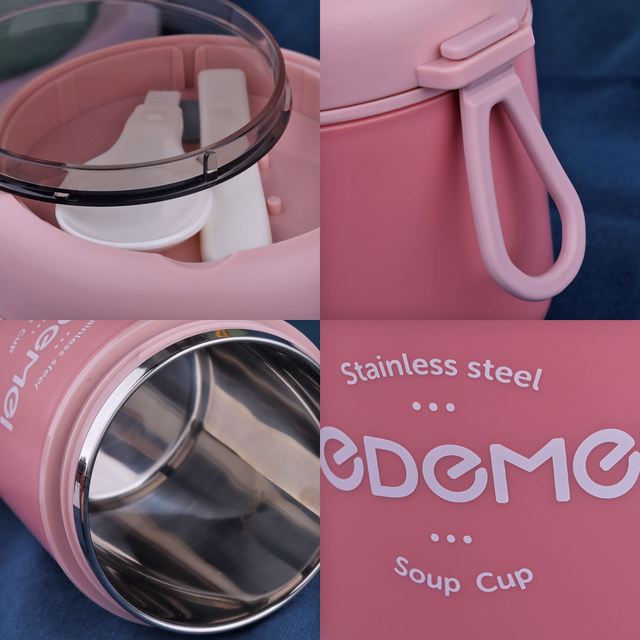 Mini Insulated Lunch Box Food Container With Spoon Stainless Steel Vacuum Cup Soup Cup Insulated Bento Lunch Box Food Thermos 4