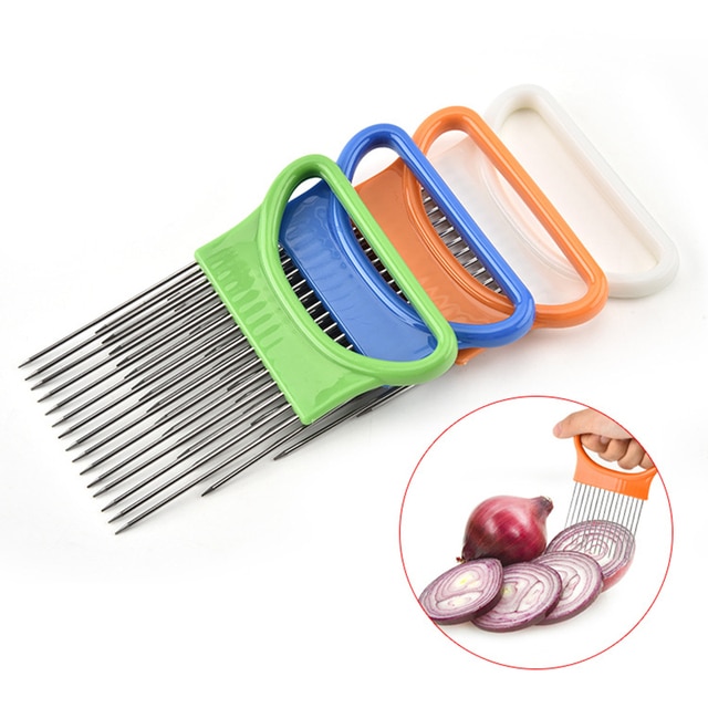 Stainless Steel Onion Needle Onion Fork Vegetables Fruit Slicer Tomato Cutter Cutting Safe Aid Holder Kitchen Accessories Tools 1