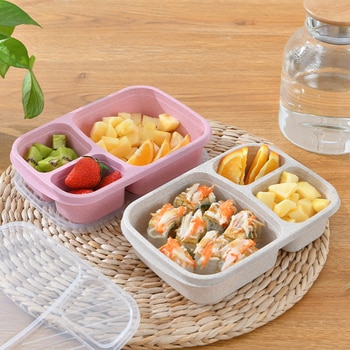 Microwave Lunch Box Wheat Straw Dinnerware Food Storage Container Children Kids School Office Portable Bento Box Lunch Bag 2
