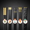 5 Pairs Japanese Chinese Chopsticks Food Sushi Sticks Reusable Korean Chopsticks Set Metal Alloy Tableware Palillos Chinos 2