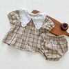 Summer Toddler Baby Boys Clothes Suit Cotton Plaid Short Sleeve T-Shirt+PP Shorts Korean Style Newborn Baby Clothing Sets 1
