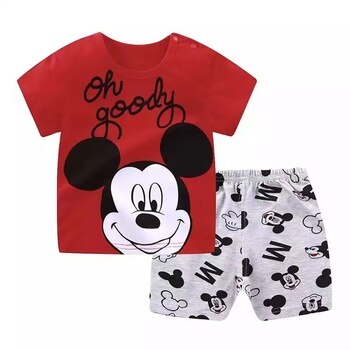 2021 Casual Baby Kids Sport Clothing Disney Mickey Mouse Clothes Sets for Boys Costumes 100% Cotton Baby Clothes 9M -4 Years Old 2