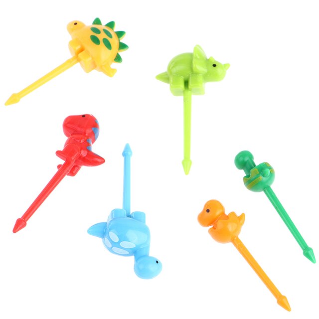 6/8/10pcs Animal Farm Dinosaur Fruit Fork Mini Cartoon Children Snack Cake Dessert Pick Toothpick Bento Lunches Party Decoration 5