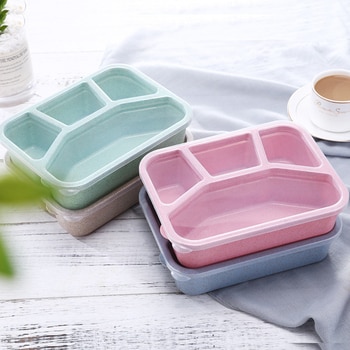 Neat Wheat Straw Lunch Box Food Container Transparent Box Heat-resistant Leak Proof Dinnerware Fruits Case School Office 2