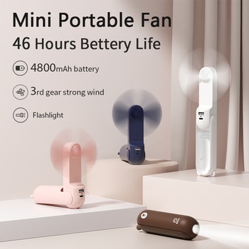 JISULIFE USB Mini Fan Portable Handheld Electric Fans Rechargeable Quiet Pocket Cooling Hand Eventail with Light Office Outdoor 1