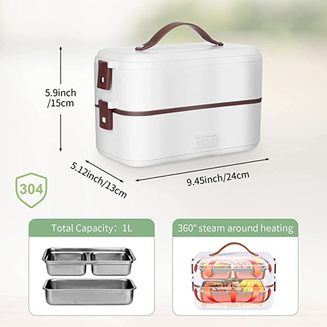 Double-layer Lunch Box Food Container Portable Electric Heating Insulation Dinnerware Food Storage Container Bento Lunch Box 4
