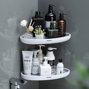 Triangular Corner Bathroom Shelf Wall-Mounted Storage Rack Lotions Storage Kitchen Organizer For Bathroom Accessories Holder 1