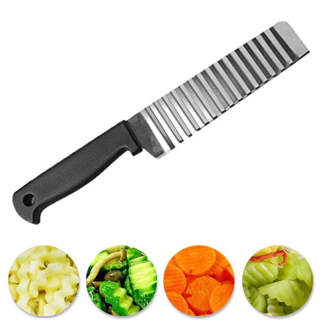 Stainless Steel Potato Chip Slicer Dough Vegetable Fruit Crinkle Wavy Slicer Knife Potato Cutter Chopper French Fry Maker Tools 2