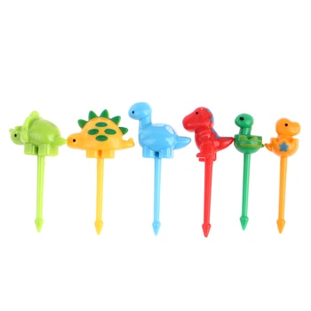 6/8/10pcs Animal Farm Dinosaur Fruit Fork Mini Cartoon Children Snack Cake Dessert Pick Toothpick Bento Lunches Party Decoration 1