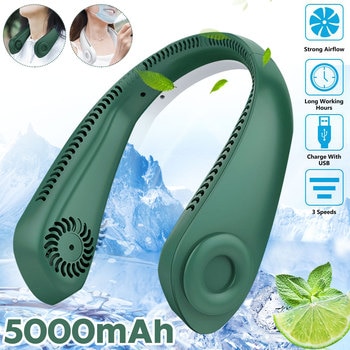 5000mAh USB Rechargeable Neck Fan Portable Bladeless Neckband Sport Fan 3 Speed Outdoor Cooling Fan Ventilador 1