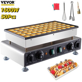 VEVOR Electric Waffle Maker Nonstick Pancake Machine 50PCS Poffertje Mini Dutch Pancake Baking Pan Commercial Kitchen Appliance 1