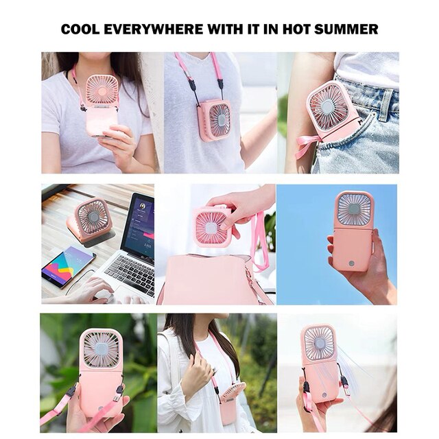 Xiaomi Hanging Neck Fan With 3000mAh Power Bank Mini Portable Folding USB Handheld  Air Condition Desk Fan Multi Function 3