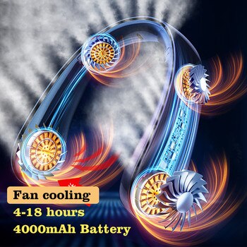 ZAOXI Portable Neck Fan 4000mah Electric Wireless Xiaomi FAN Rechargeable Mini Ventilador Cooling Bladeless Mute for Outdoor 2
