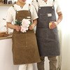 2022 New Fashion Unisex Work Apron For Men Canvas Black Apron Adjustable Cooking Kitchen Aprons For Woman With Tool Pockets 1