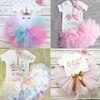 1 Year Baby Girl Clothes Unicorn Party tutu Girls Dress Newborn Baby Girls 1st Birthday Outfits Toddler Girls Boutique Clothing 1