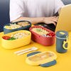 Lunch Box Microwave Leakproof Wheat Straw Office Dinnerware Food Storage Container Children Kids School Portable Bento Box Bag 3